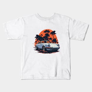 retro Porsche at the sunset Kids T-Shirt